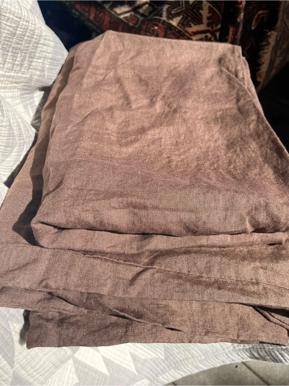 QUINCE NWOT European Linen Duvet Cover Set Twin Espresso Chocolate